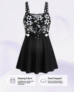 Sleeveless Floral Swimdress & Bottom Set with Adjustable Bust Tie - view 4