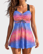 Sleeveless Floral Swimdress & Bottom Set with Adjustable Bust Tie - view 18