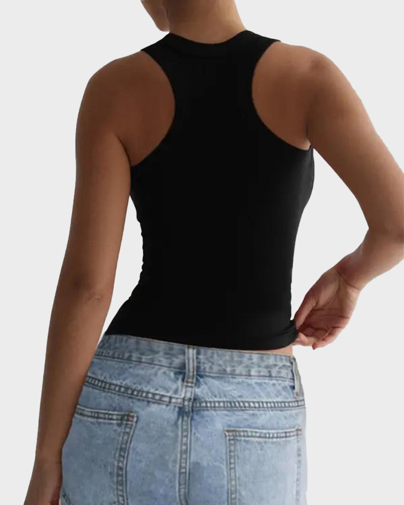 Slim-Fit Ribbed Crop Tank Top - view 4