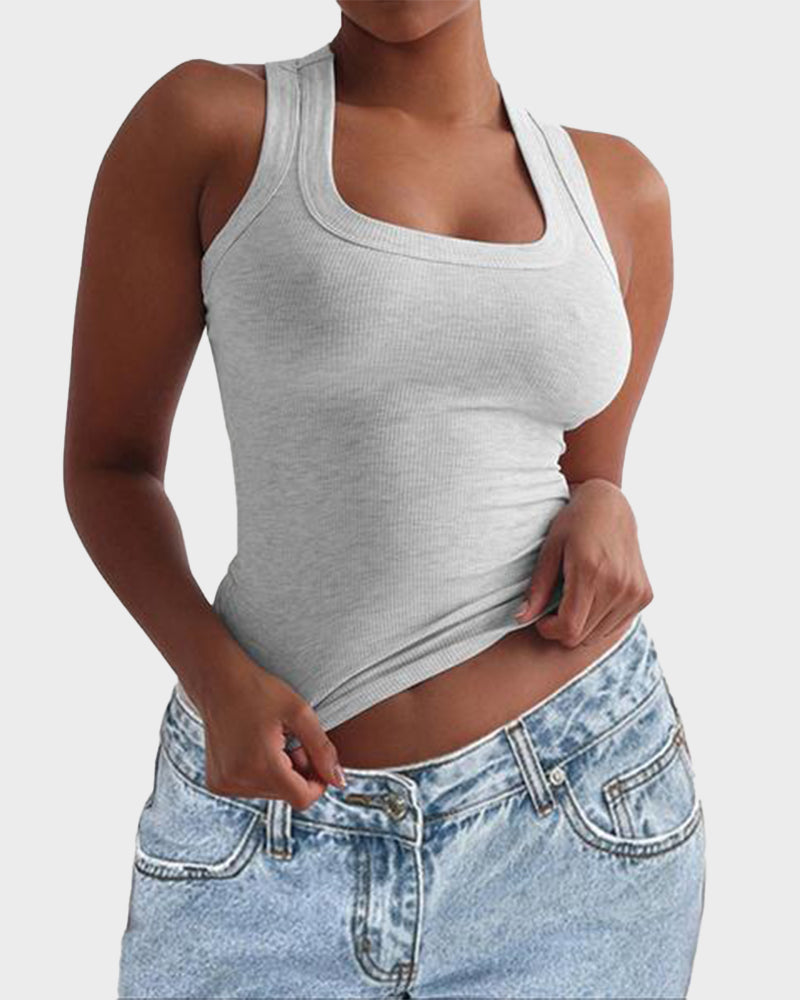 Slim-Fit Ribbed Crop Tank Top - view 6