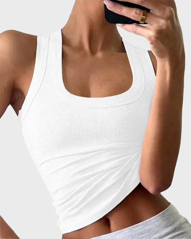 Slim-Fit Ribbed Crop Tank Top - view 13