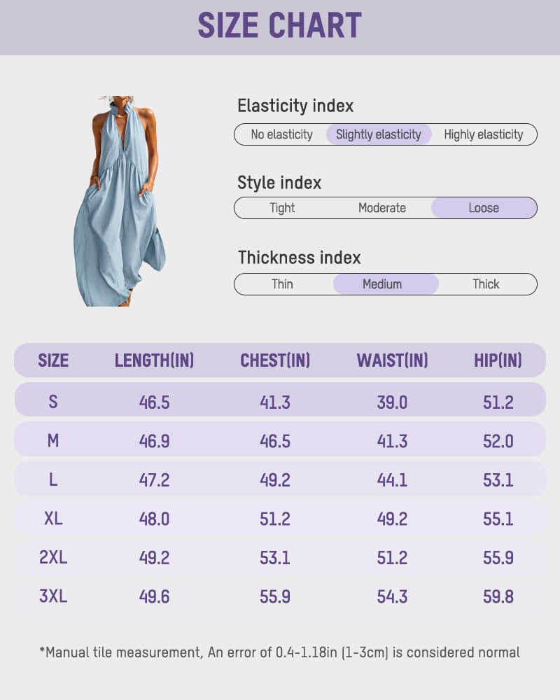 Slimming Flowy Halter Maxi Dress with Pockets - view 17
