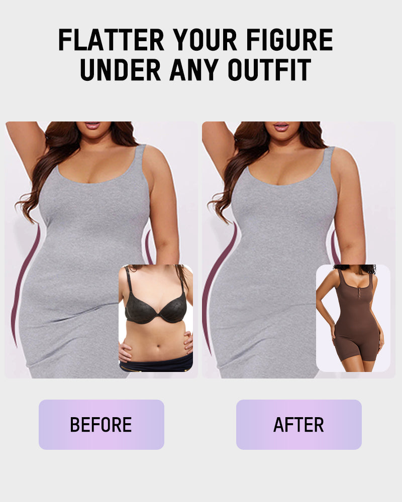 Snap Button Shaping Shorts Bodysuit - view 12