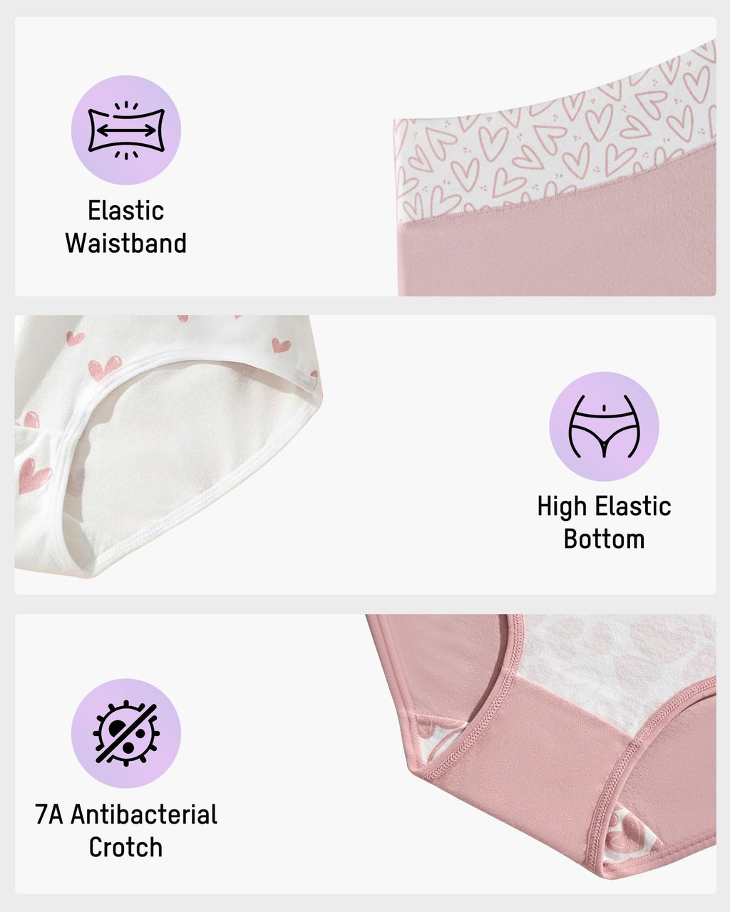 Soft Cotton Heart Print High-Waist Panties (6 Pack) - view 4