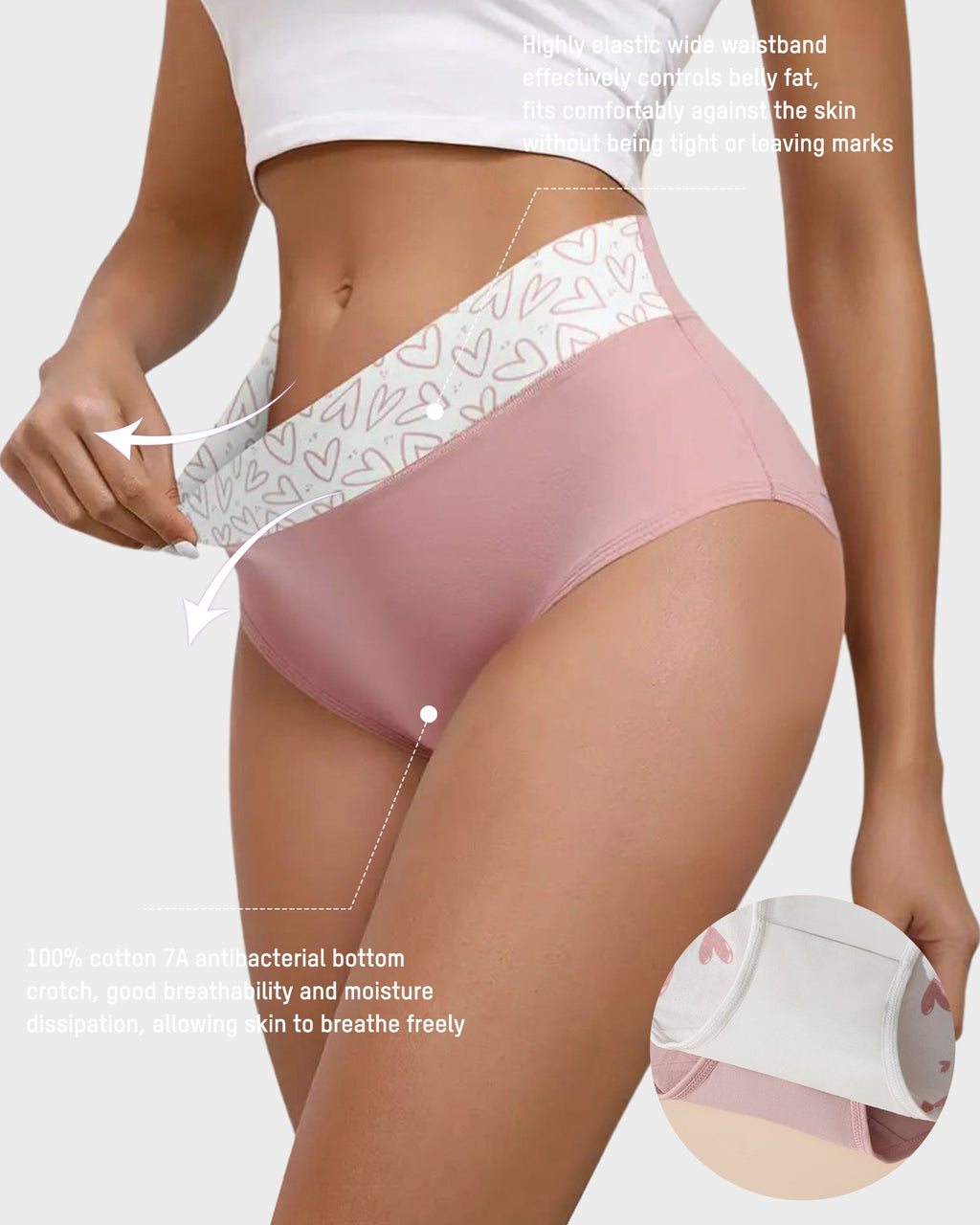 Soft Cotton Heart Print High-Waist Panties (6 Pack) - view 3