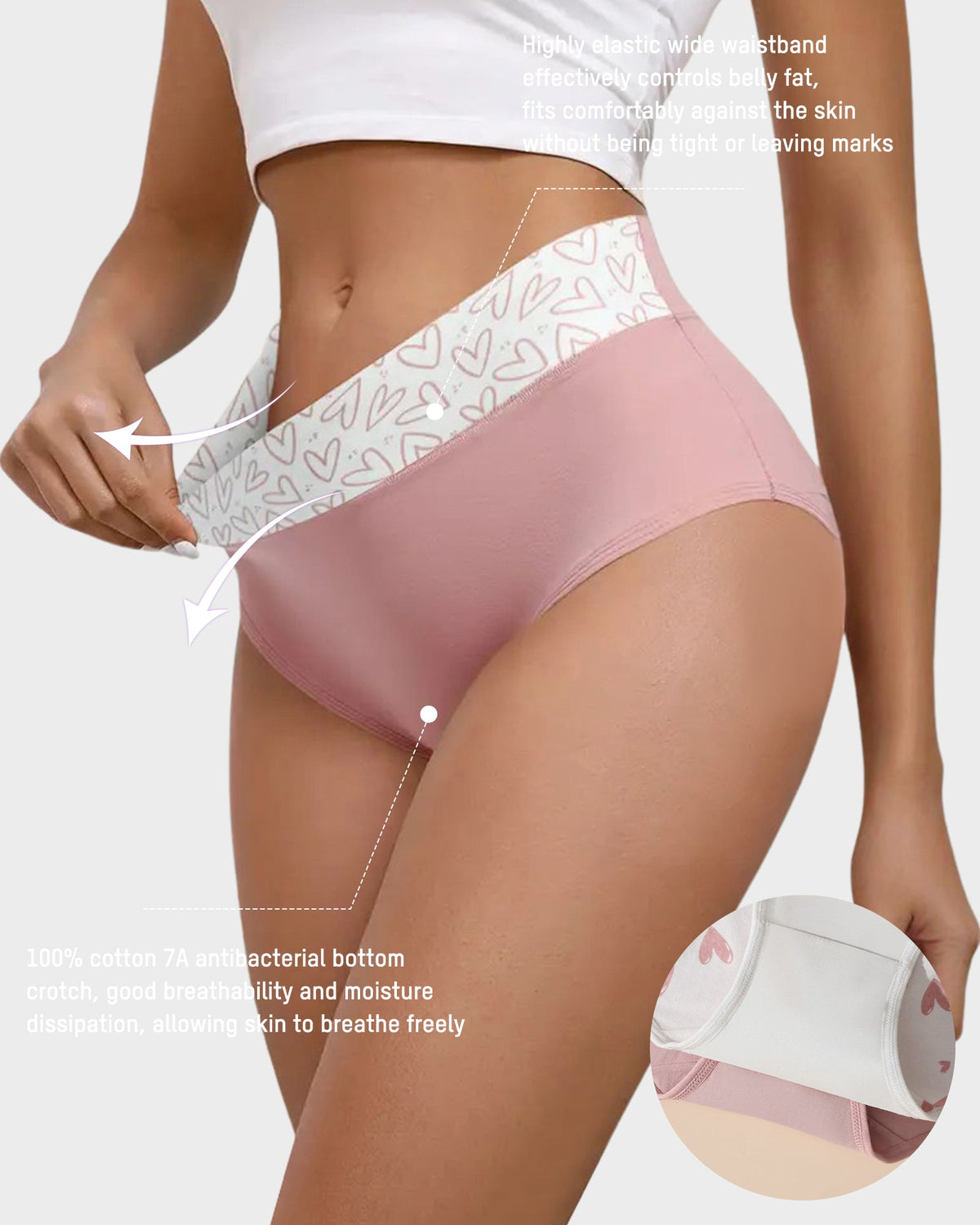 Soft Cotton Heart Print High-Waist Panties (6 Pack) - view 3