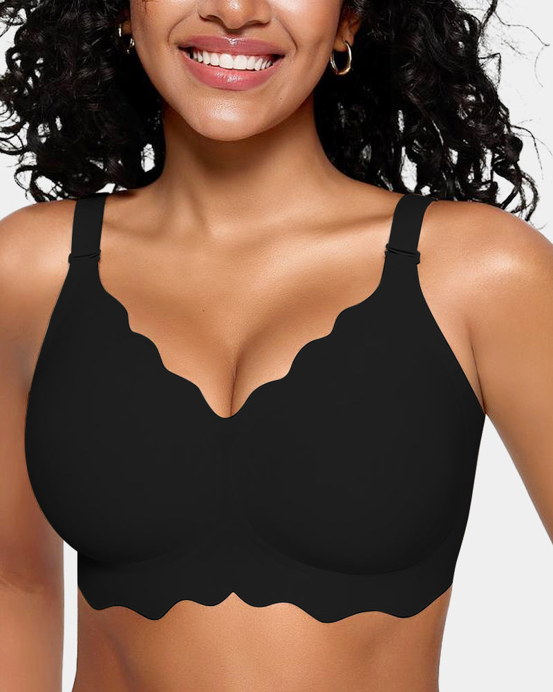 Soft Full Coverage Scalloped Wireless Jelly Bra - view 3