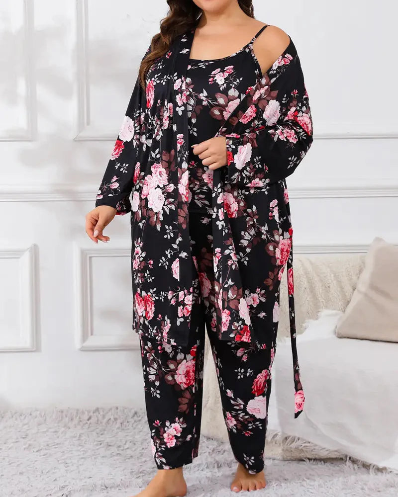 Soft & Silky 3-Piece Floral Pajama Set - view 5