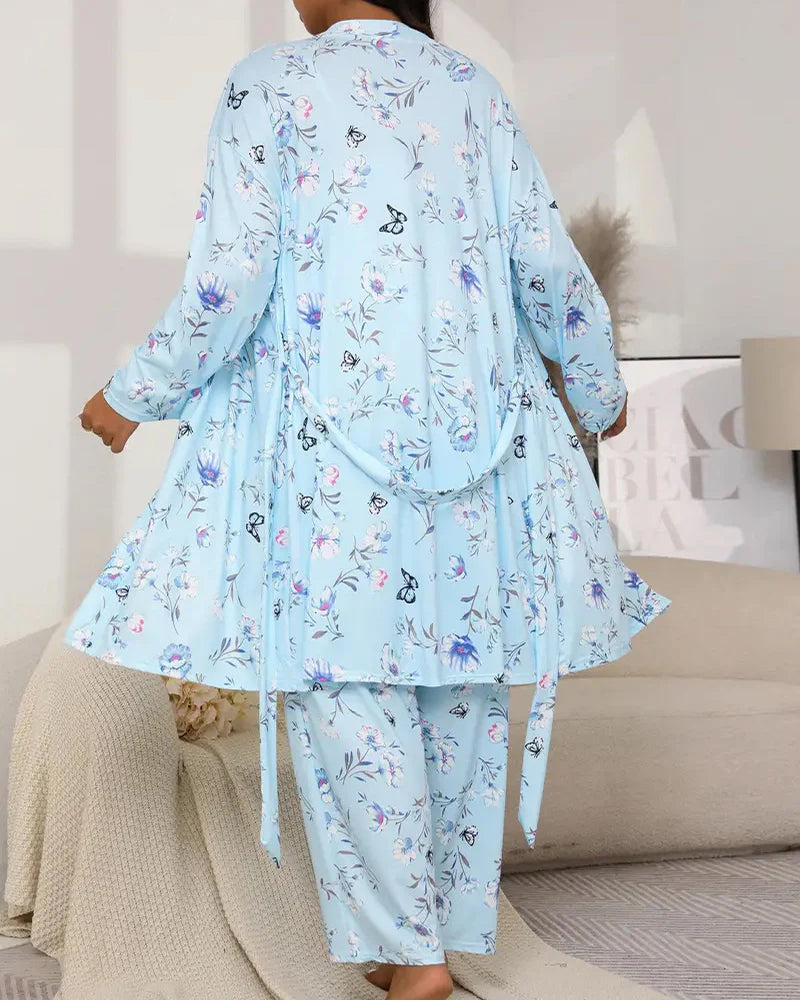 Soft & Silky 3-Piece Floral Pajama Set - view 4