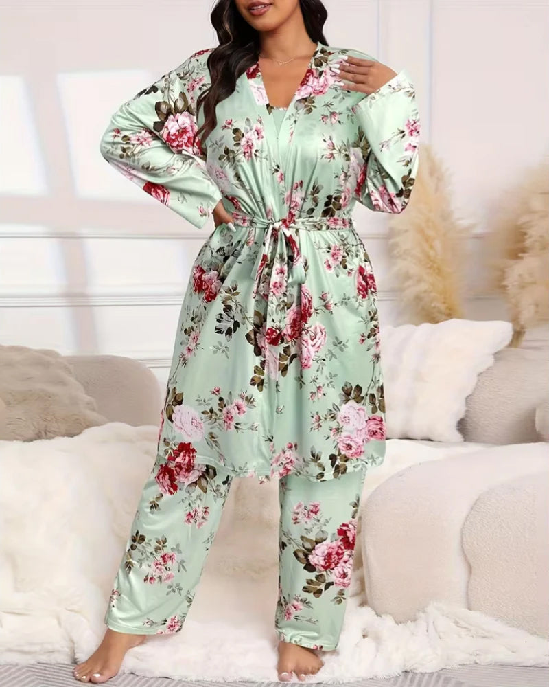 Soft & Silky 3-Piece Floral Pajama Set - view 9