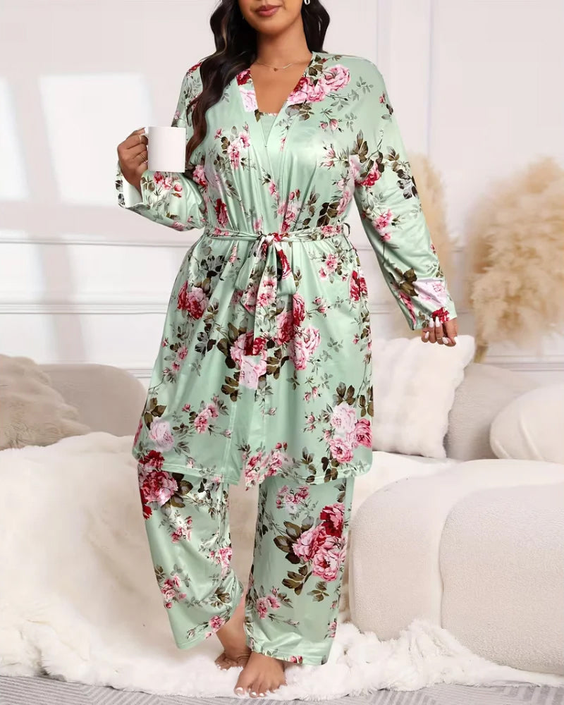 Soft & Silky 3-Piece Floral Pajama Set - view 10