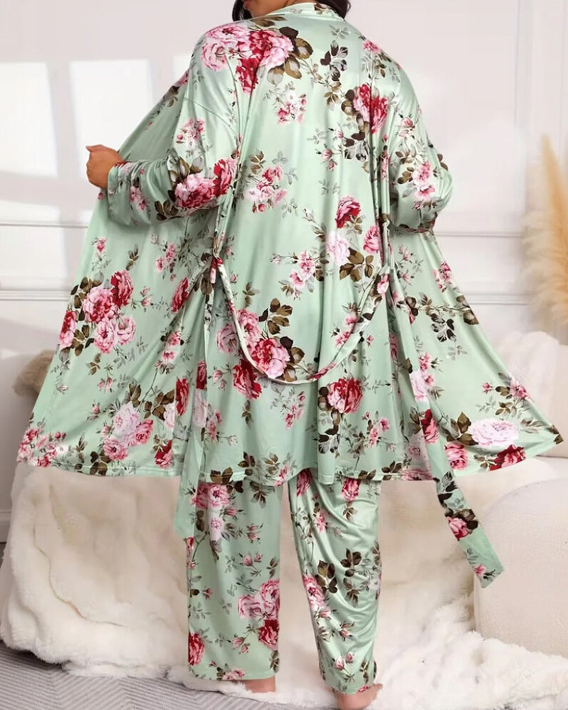 Soft & Silky 3-Piece Floral Pajama Set - view 12