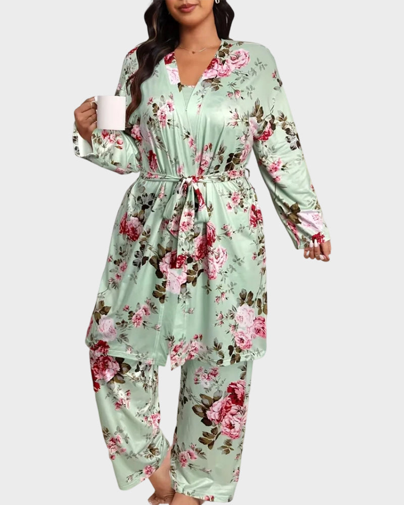 Soft & Silky 3-Piece Floral Pajama Set - view 8