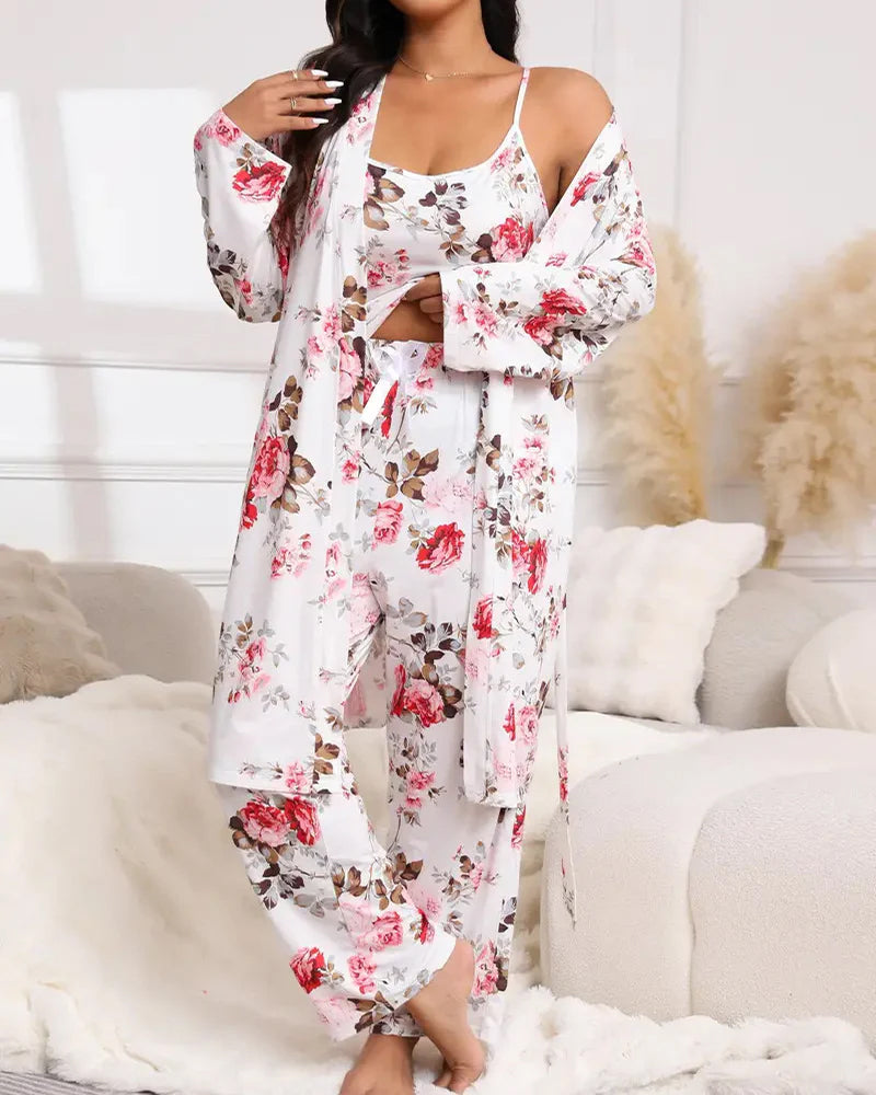 Soft & Silky 3-Piece Floral Pajama Set - view 17