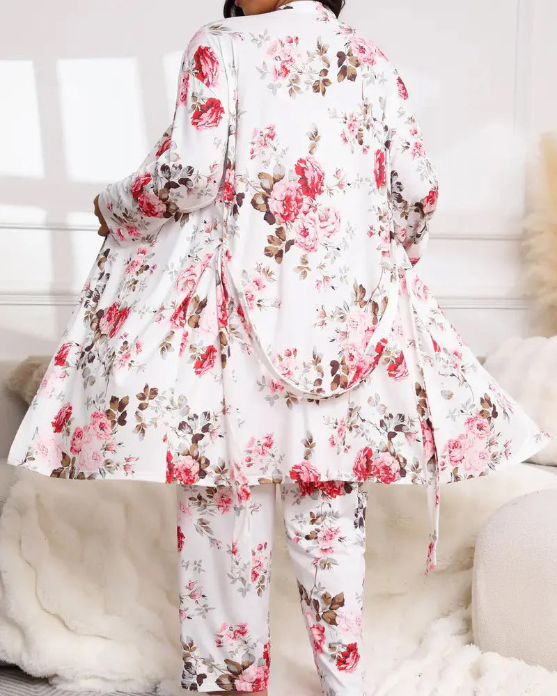 Soft & Silky 3-Piece Floral Pajama Set - view 18