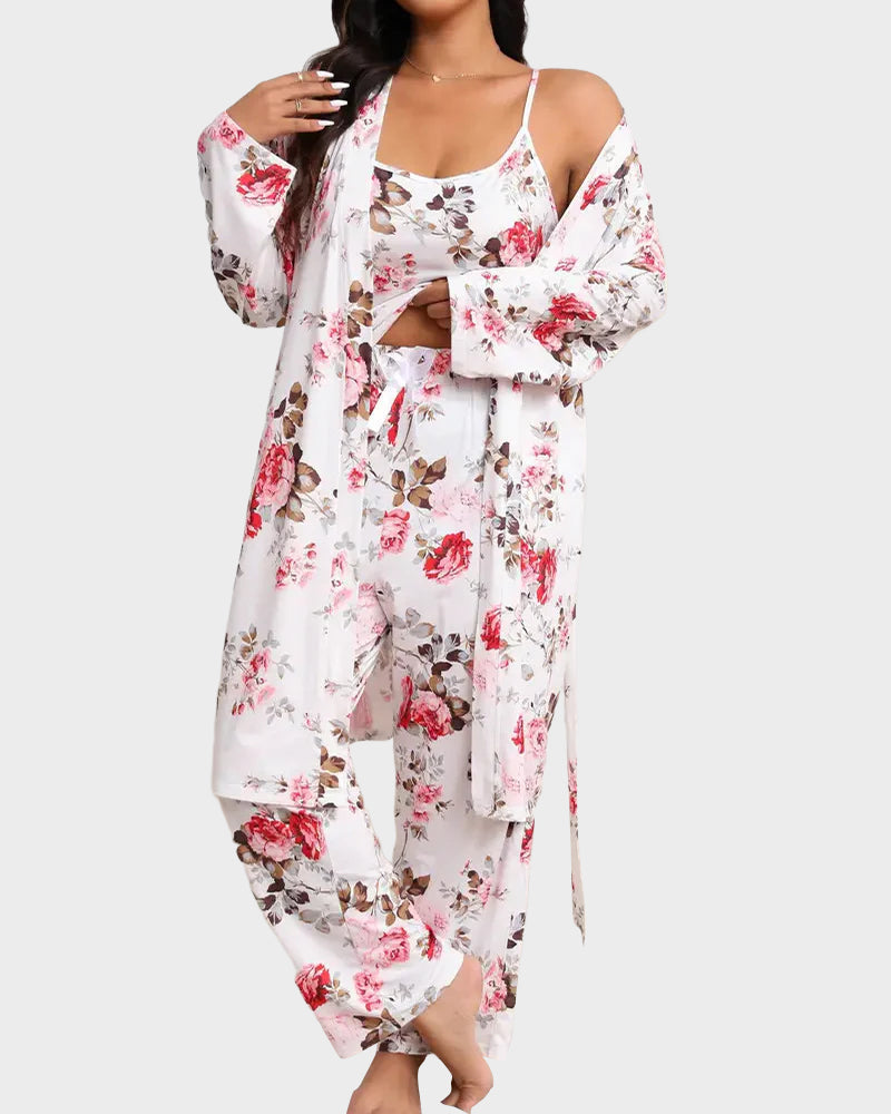 Soft & Silky 3-Piece Floral Pajama Set - view 16