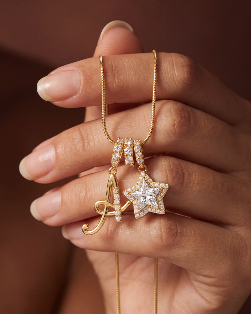 Sparkling Initial & Star Charm Necklace - view 3