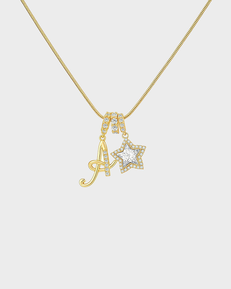 Sparkling Initial & Star Charm Necklace - view 10