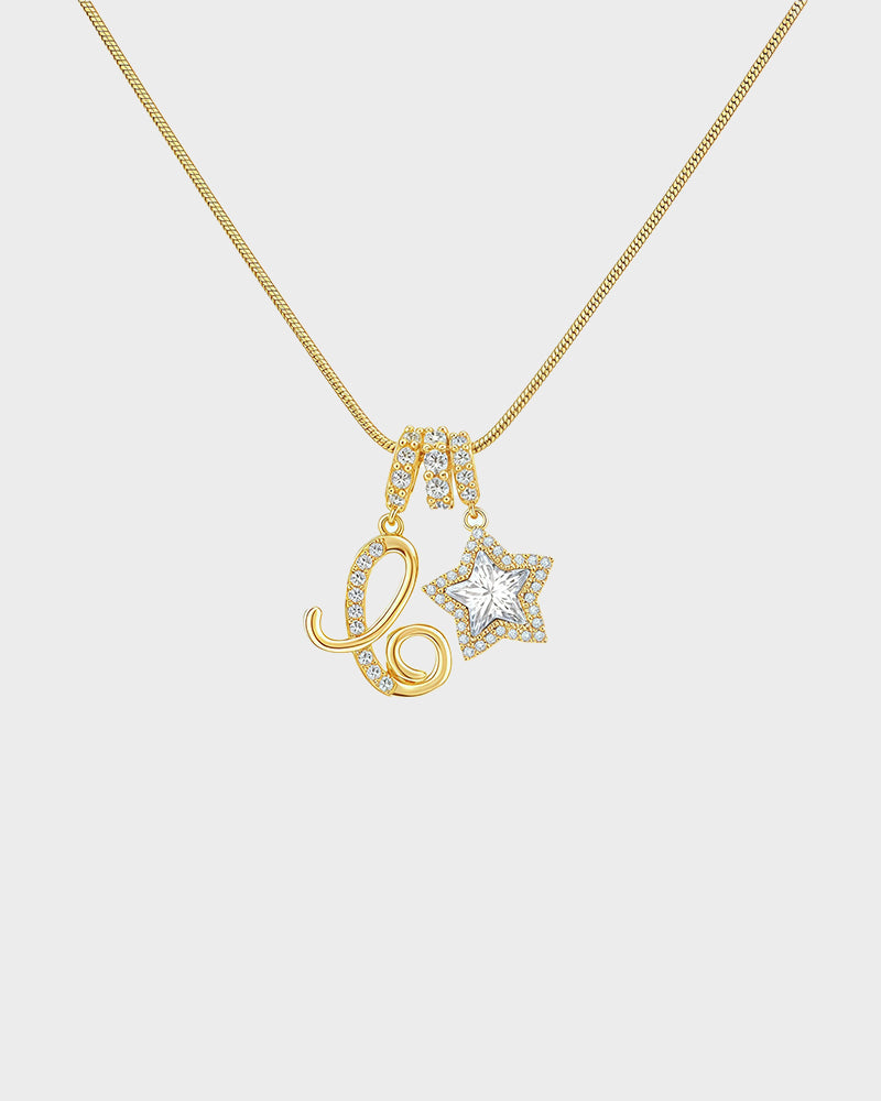 Sparkling Initial & Star Charm Necklace - view 12