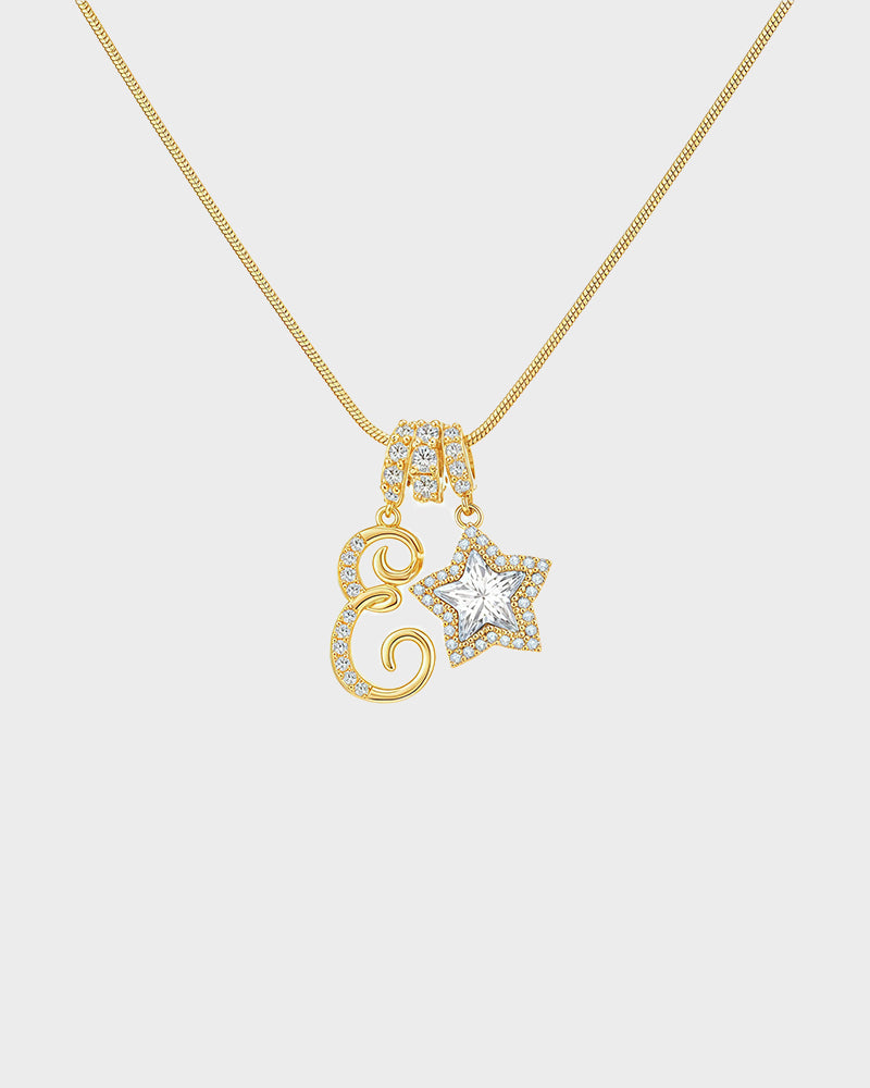 Sparkling Initial & Star Charm Necklace - view 14
