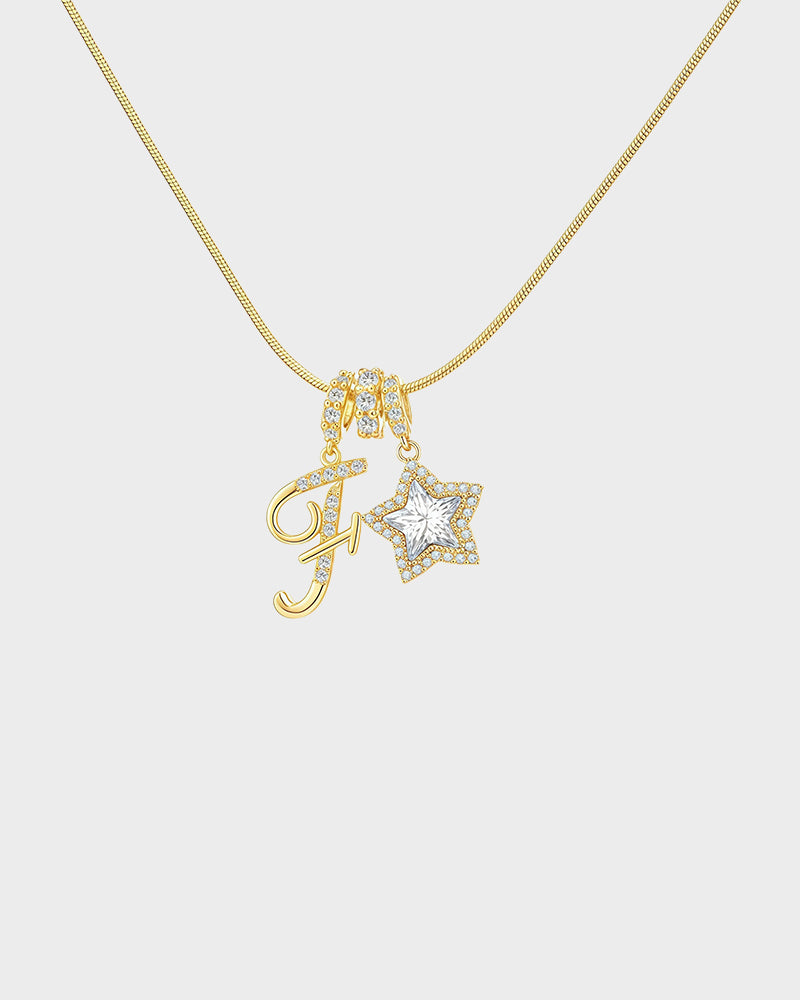 Sparkling Initial & Star Charm Necklace - view 15