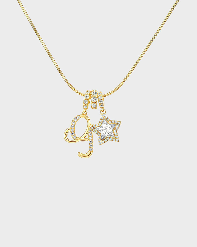 Sparkling Initial & Star Charm Necklace - view 16