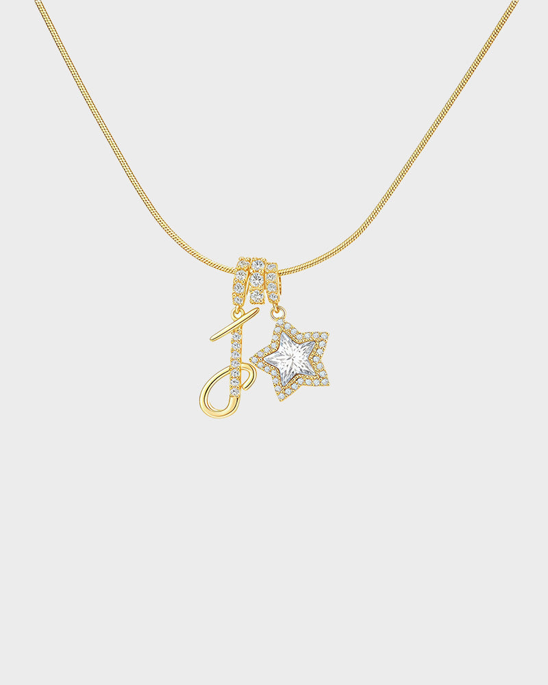 Sparkling Initial & Star Charm Necklace - view 19