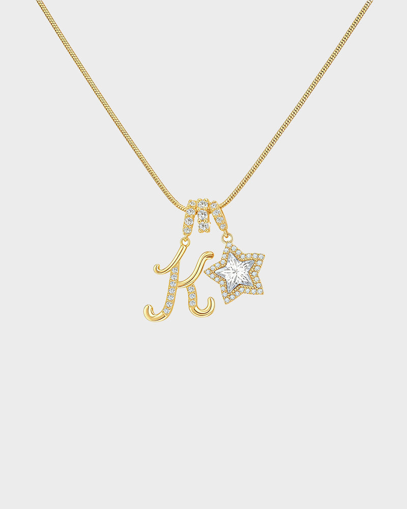 Sparkling Initial & Star Charm Necklace - view 20