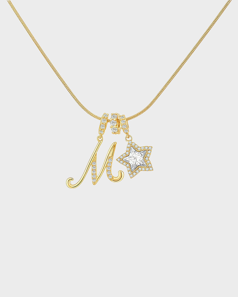 Sparkling Initial & Star Charm Necklace - view 22