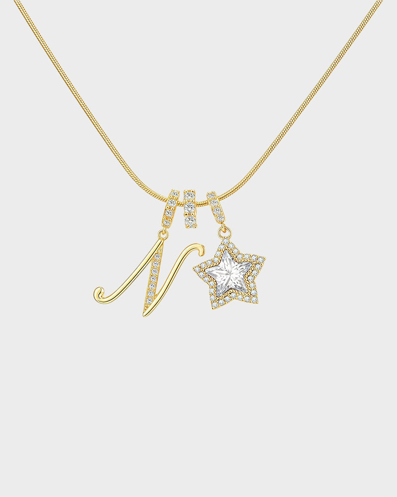 Sparkling Initial & Star Charm Necklace - view 23