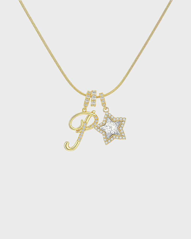 Sparkling Initial & Star Charm Necklace - view 25