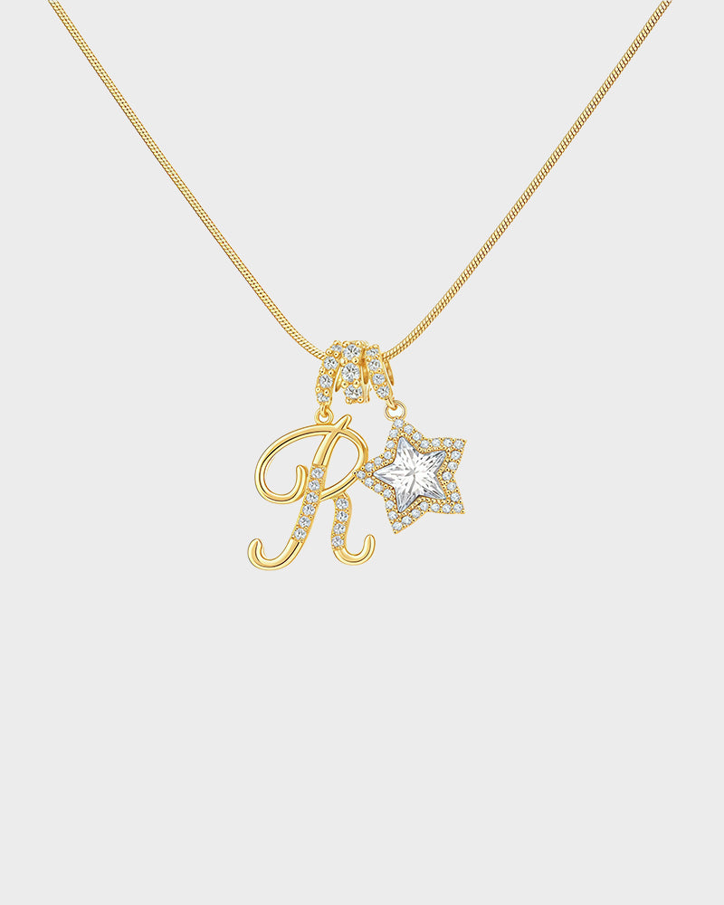 Sparkling Initial & Star Charm Necklace - view 27