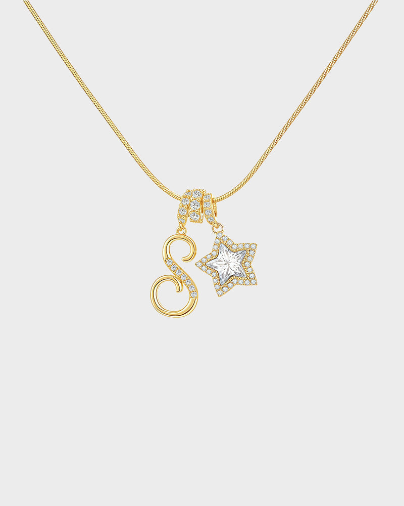 Sparkling Initial & Star Charm Necklace - view 28