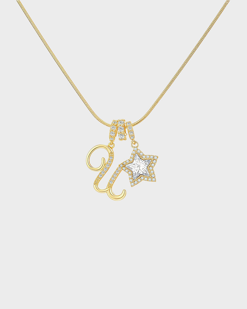 Sparkling Initial & Star Charm Necklace - view 30