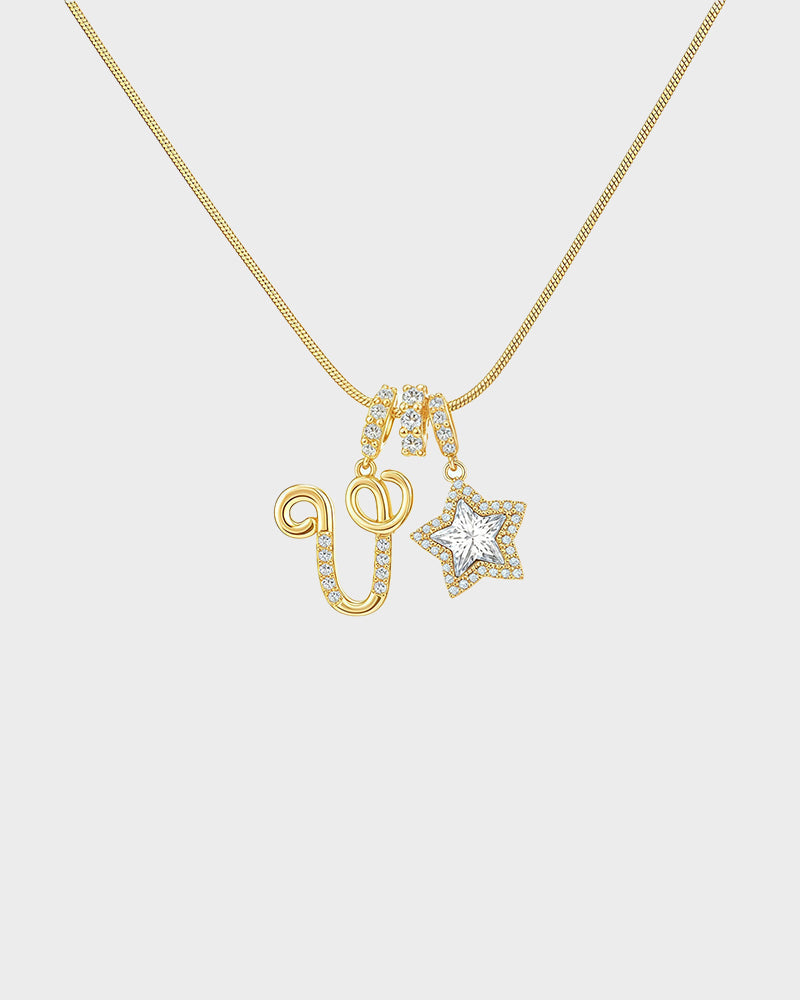 Sparkling Initial & Star Charm Necklace - view 31