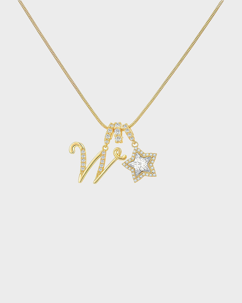 Sparkling Initial & Star Charm Necklace - view 32