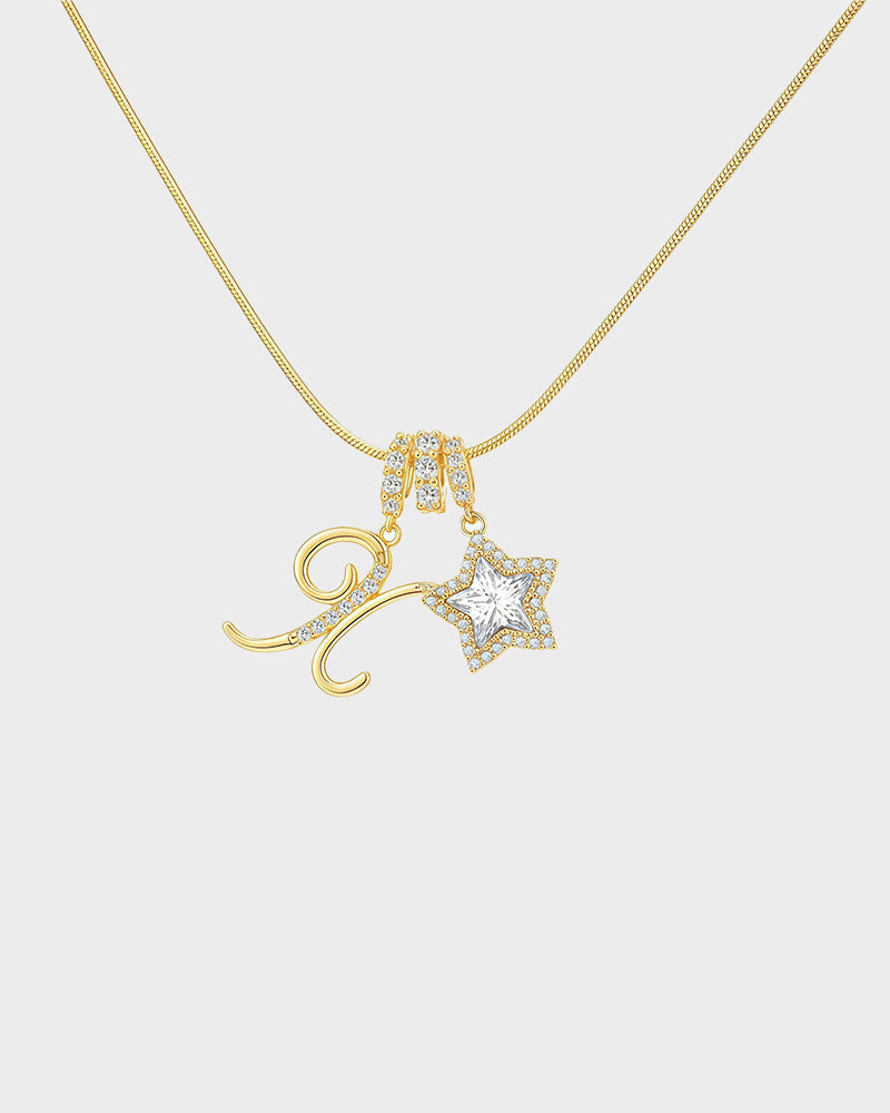 Sparkling Initial & Star Charm Necklace - view 33