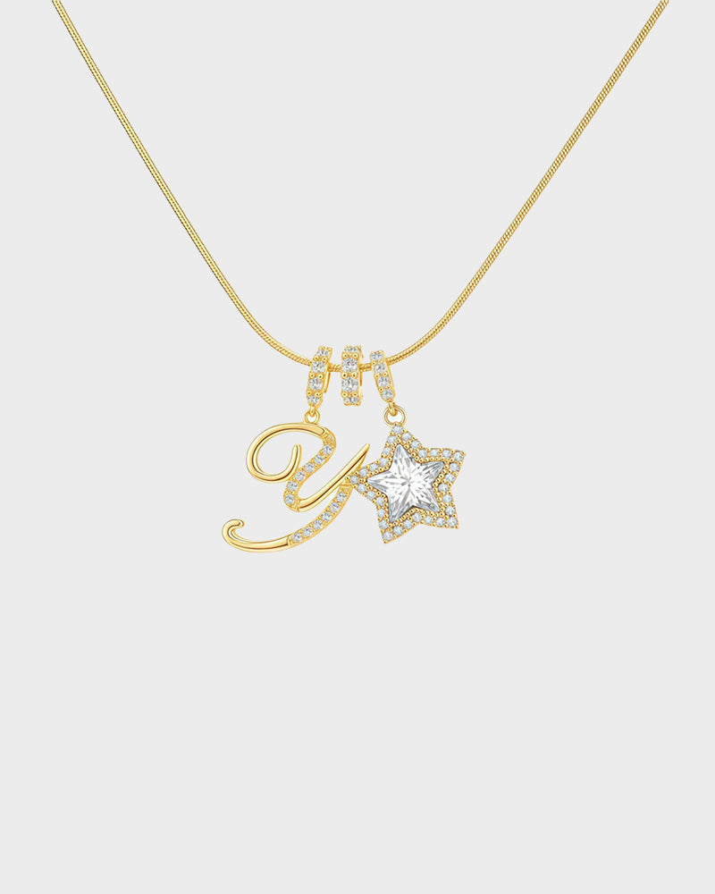 Sparkling Initial & Star Charm Necklace - view 34