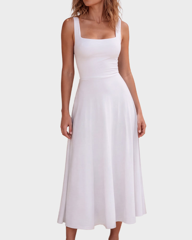Square-Neck Back-Tie A-Line Midi Dress - view 18