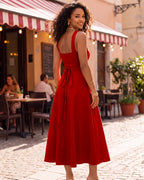 Square-Neck Back-Tie A-Line Midi Dress - view 11