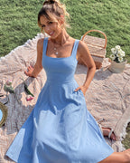 Square-Neck Back-Tie A-Line Midi Dress - view 17