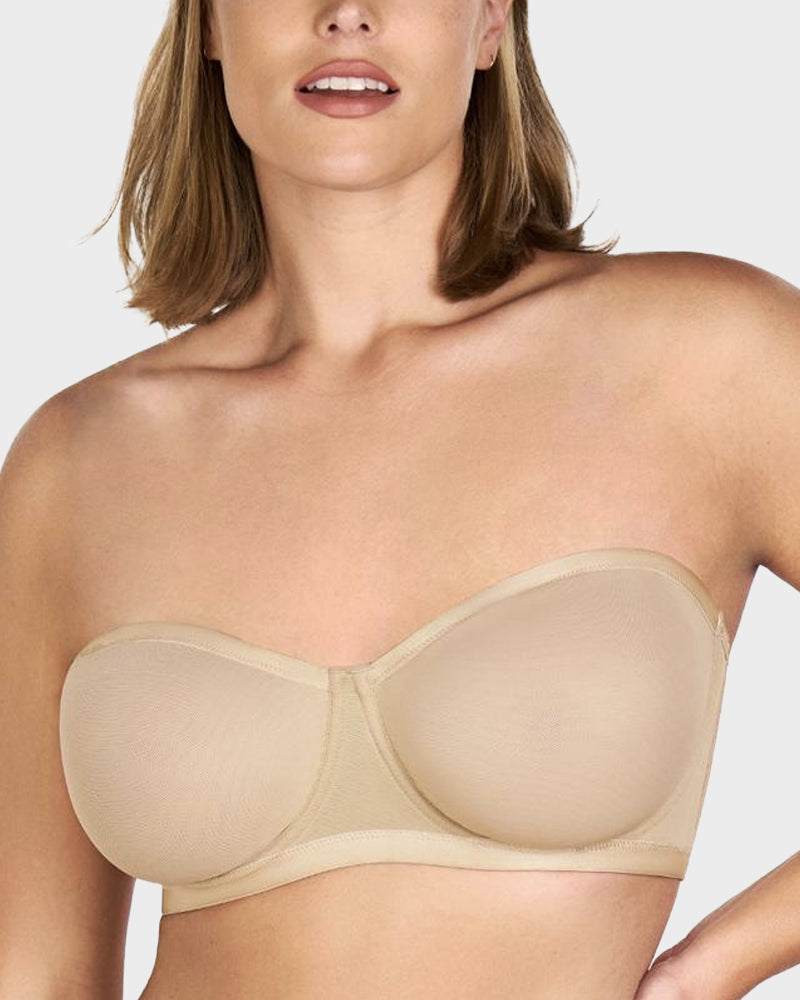 Strapless Mesh Underwire Balconette Bra - view 9