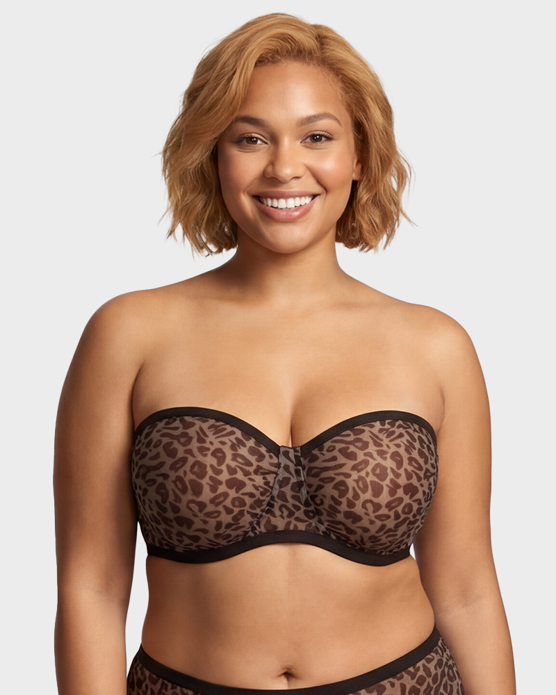 Strapless Mesh Underwire Balconette Bra - view 3