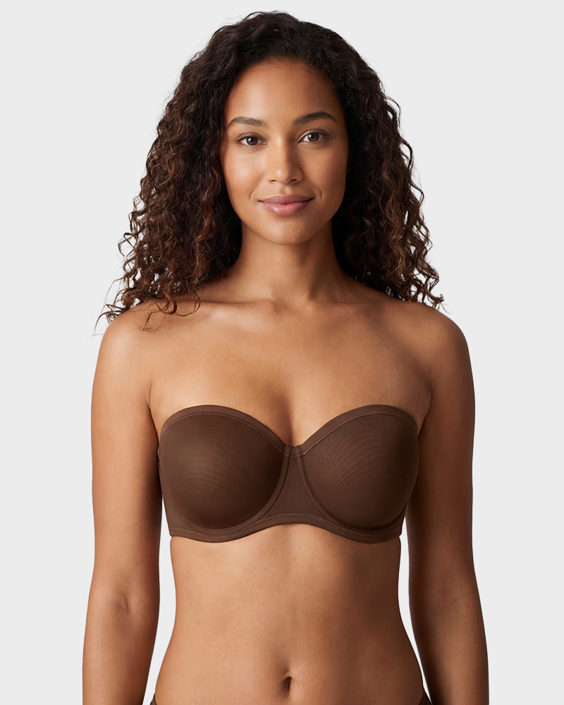 Strapless Mesh Underwire Balconette Bra - view 6