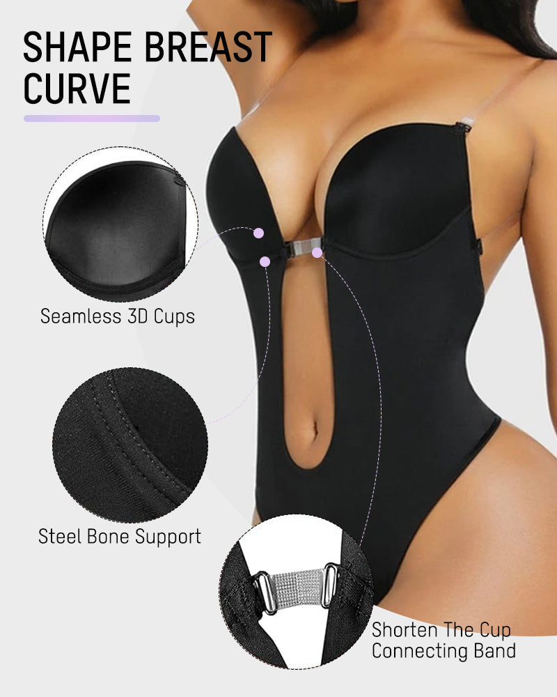 Strapless U Plunge Thong Bodysuit - view 2