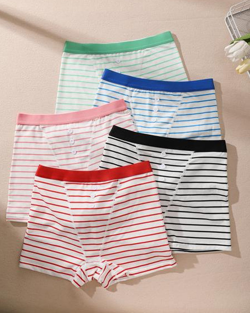 Striped Soft Breathable Boyshort Panties (5 Pack) - view 12