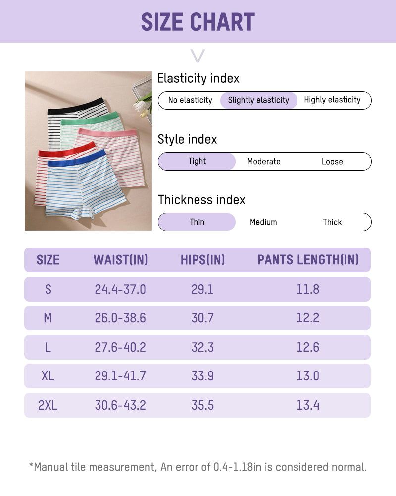Striped Soft Breathable Boyshort Panties (5 Pack) - view 14