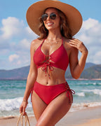 Tie-Front Push-Up Halter Bikini Set - view 15