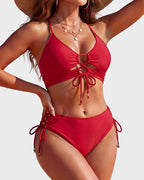 Tie-Front Push-Up Halter Bikini Set - view 30