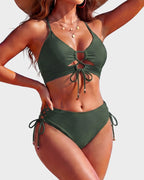 Tie-Front Push-Up Halter Bikini Set - view 32